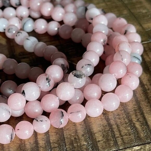 6mm Pink Cherry Blossom Jasper Bead Strand - Picture 3 of 3